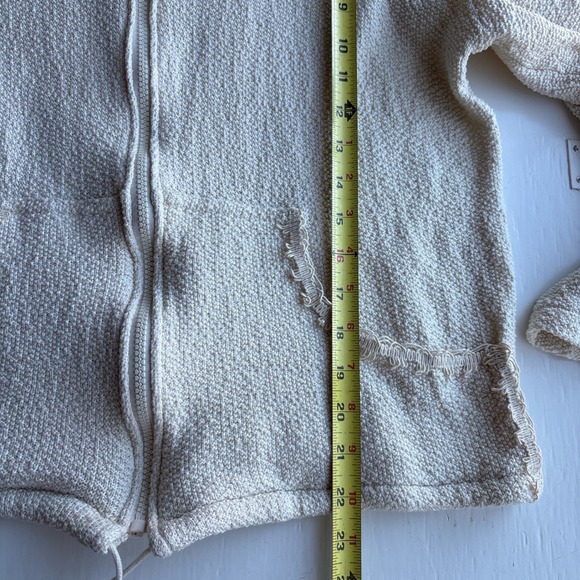 Wandering Sage Womens Cream Textured Knit Cotton Zip Up Hoodie Sweater Large - Picture 8 of 10